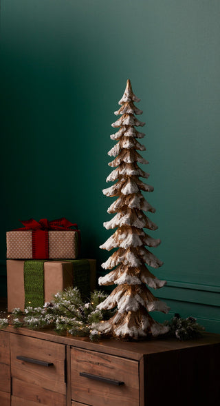 Gold Flocked Pine Tree 34.5"H