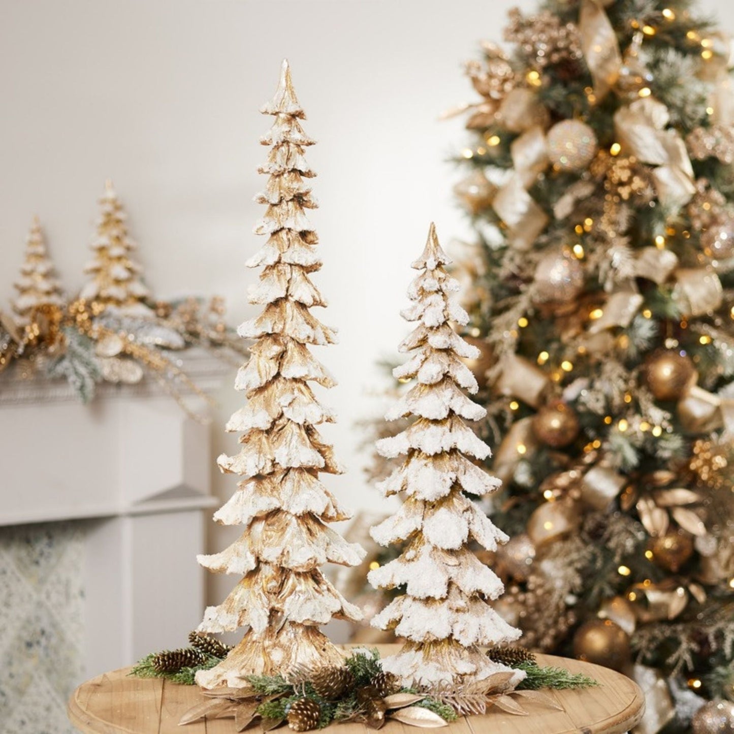 Gold Flocked Pine Tree 34.5"H