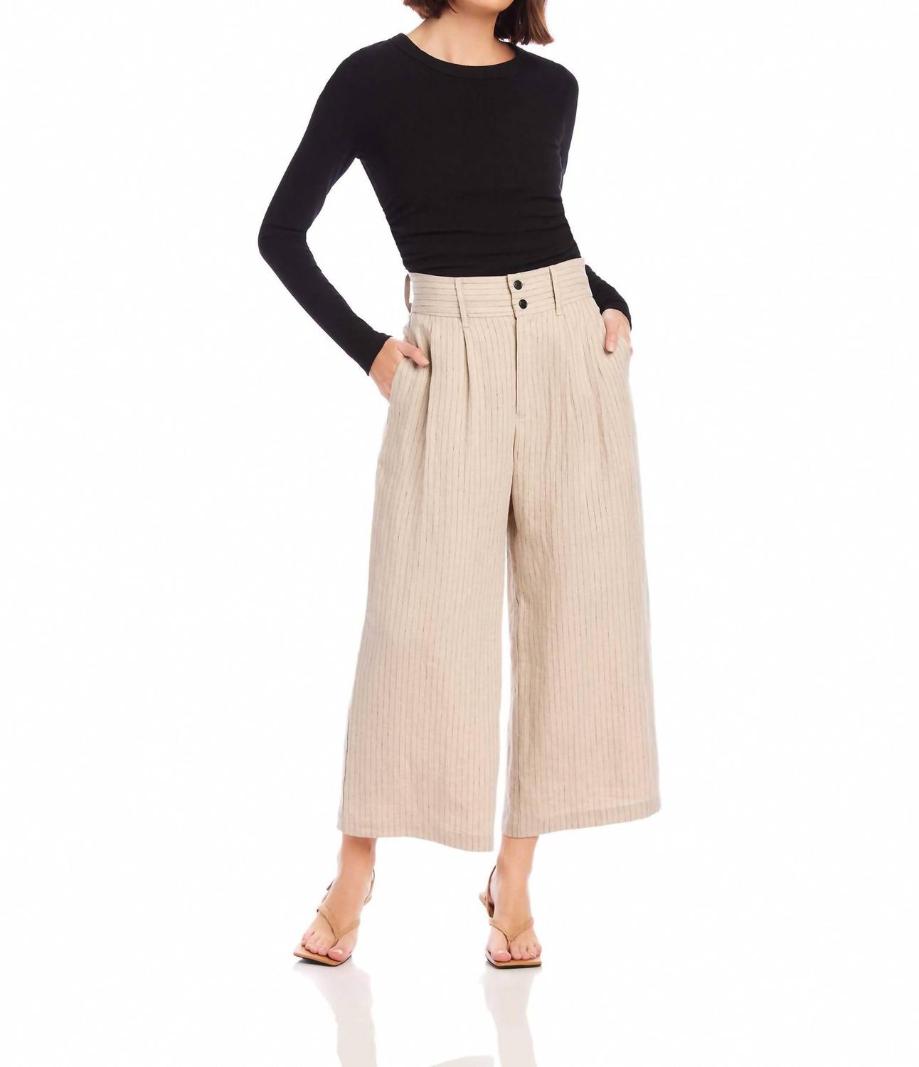 Fifteen Twenty - Sadie Stripe Wide Leg Trousers Pants
