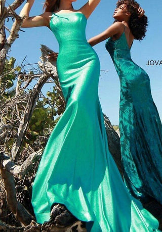 Jovani - Vestido de festa metálico com um ombro só