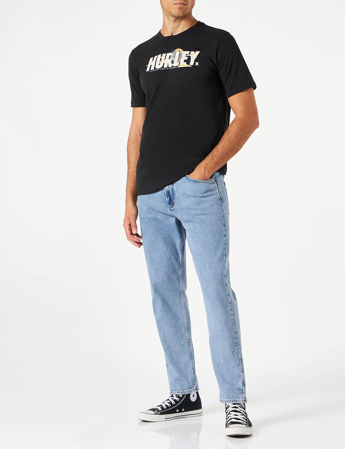 Camiseta Hurley Everyday Washed Cloudbreak Manga Curta Masculina Preta Tamanho Grande