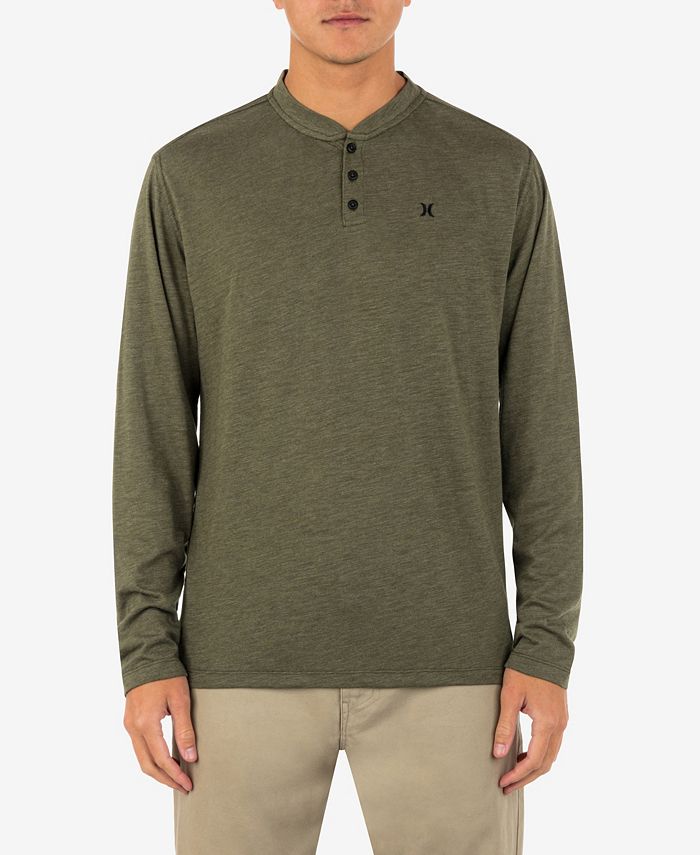 Camisa Hurley Masculina Vista Henley Manga Longa Verde Tamanho Médio