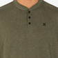 Camisa Hurley Masculina Vista Henley Manga Longa Verde Tamanho Médio