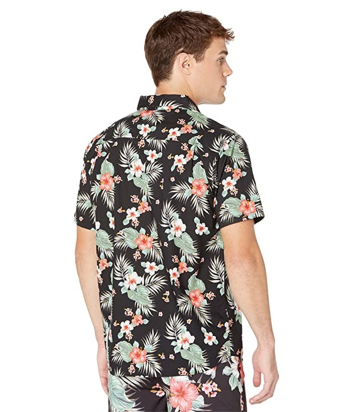 Camisa Hurley Masculina Wedge Woven Manga Curta Botão Up Preta Tamanho X-G