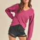 &Merci - Sage Ribbed Crossover Sweater