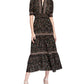 Max Studio Vestido longo feminino com estampa floral e babados, preto, tamanho grande