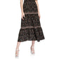 Max Studio Vestido longo feminino com estampa floral e babados, preto, tamanho grande