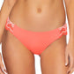 Calcinha de biquíni Becca Virtue CORAL CRUSH Crochê com acabamento em crochê, rosa, tamanho grande