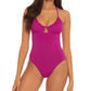 Maiô feminino Becca Stretch com cobertura moderada e conversível, código de cores, roxo, tamanho médio