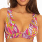 Top de biquíni franzido psicodélico feminino Becca rosa