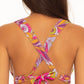 Top de biquíni franzido psicodélico feminino Becca rosa