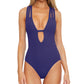 Maiô Becca Feminino Fine Line Plunge One Piece Azul Tamanho Médio