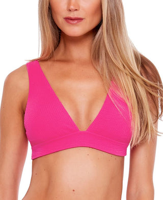 Biquíni Becca feminino franzido com amarração nas costas e estampa texturizada, rosa