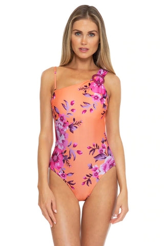 Maiô assimétrico feminino Becca, laranja, tamanho médio