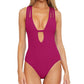 Maiô Becca Feminino Fine Line Plunge, Roxo, Tamanho Grande