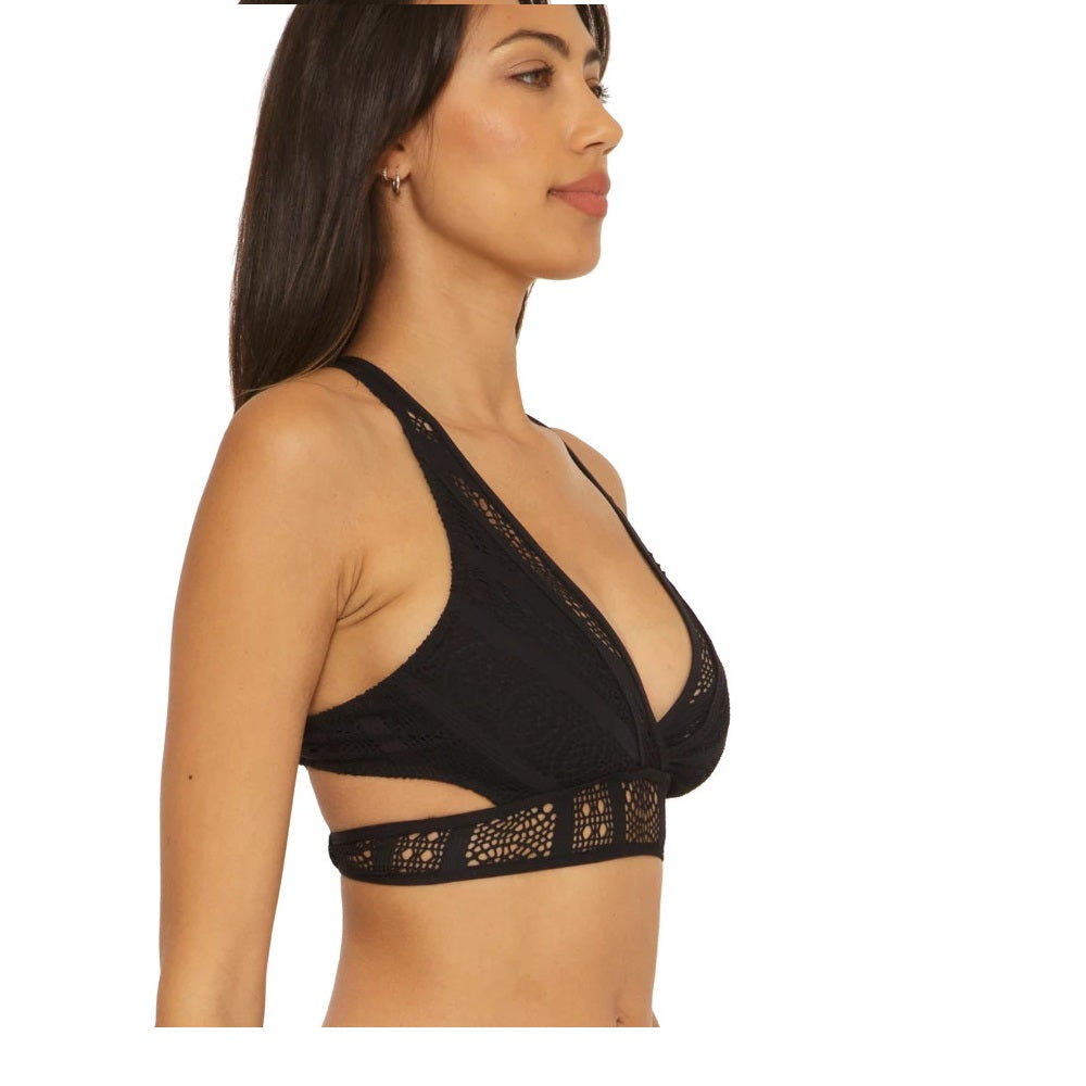 Biquíni Becca Color Play com costas rendadas, maiô feminino, preto, tamanho médio