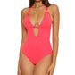 Maiô Becca Feminino Color Code Plunge One Piece Rosa Tamanho Grande