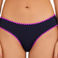 Lucky Brand Feminino Primavera Romântico Concha Costura Hipster Bottoms Maiô Azul Tamanho X-S