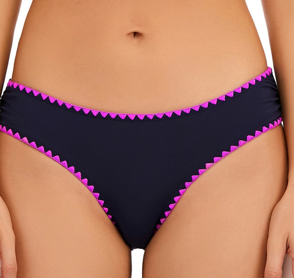 Lucky Brand Feminino Primavera Romântico Concha Costura Hipster Bottoms Maiô Azul Tamanho X-S