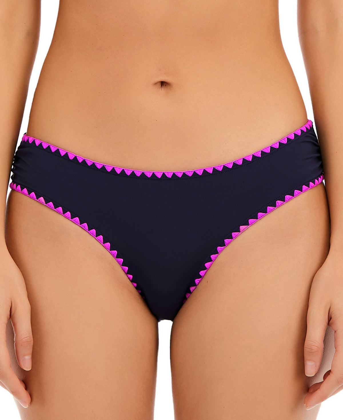 Lucky Brand Feminino Primavera Romântico Concha Costura Hipster Bottoms Maiô Azul Tamanho X-S