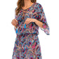 Lucky Brand Feminino Paisley Poolside Charm Túnica Maiô Azul Tamanho X-S