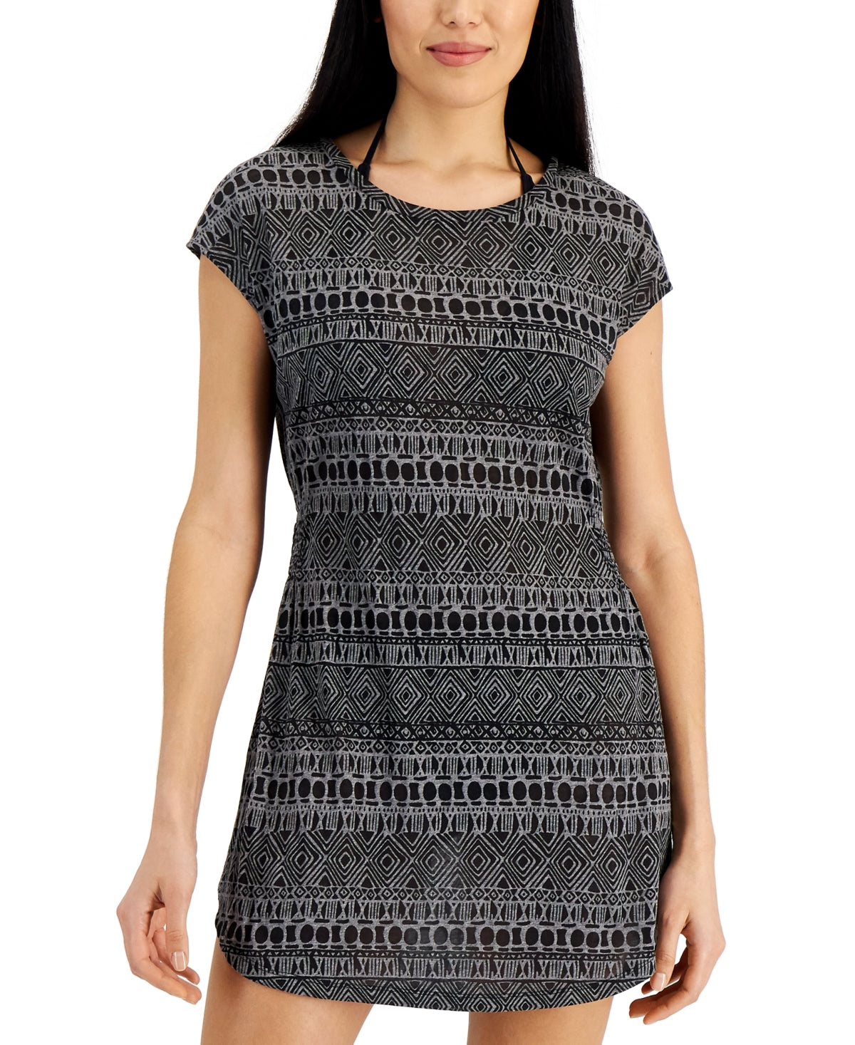 Lucky Brand Vestido Romântico Feminino Primavera Saída de Banho Preto Tamanho Grande