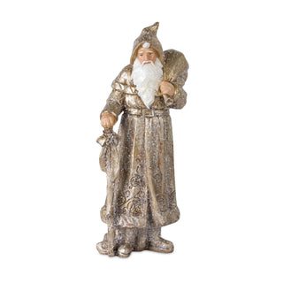 Stone Woodland Santa with Gold Finish (Set of 3)