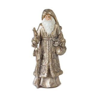 Stone Woodland Santa with Gold Finish (Set of 3)