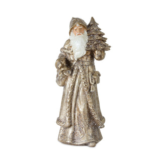 Stone Woodland Santa with Gold Finish (Set of 3)