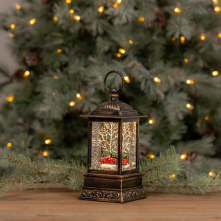 LED Snow Globe Lantern with Truck and Forest Scene 10.25"H