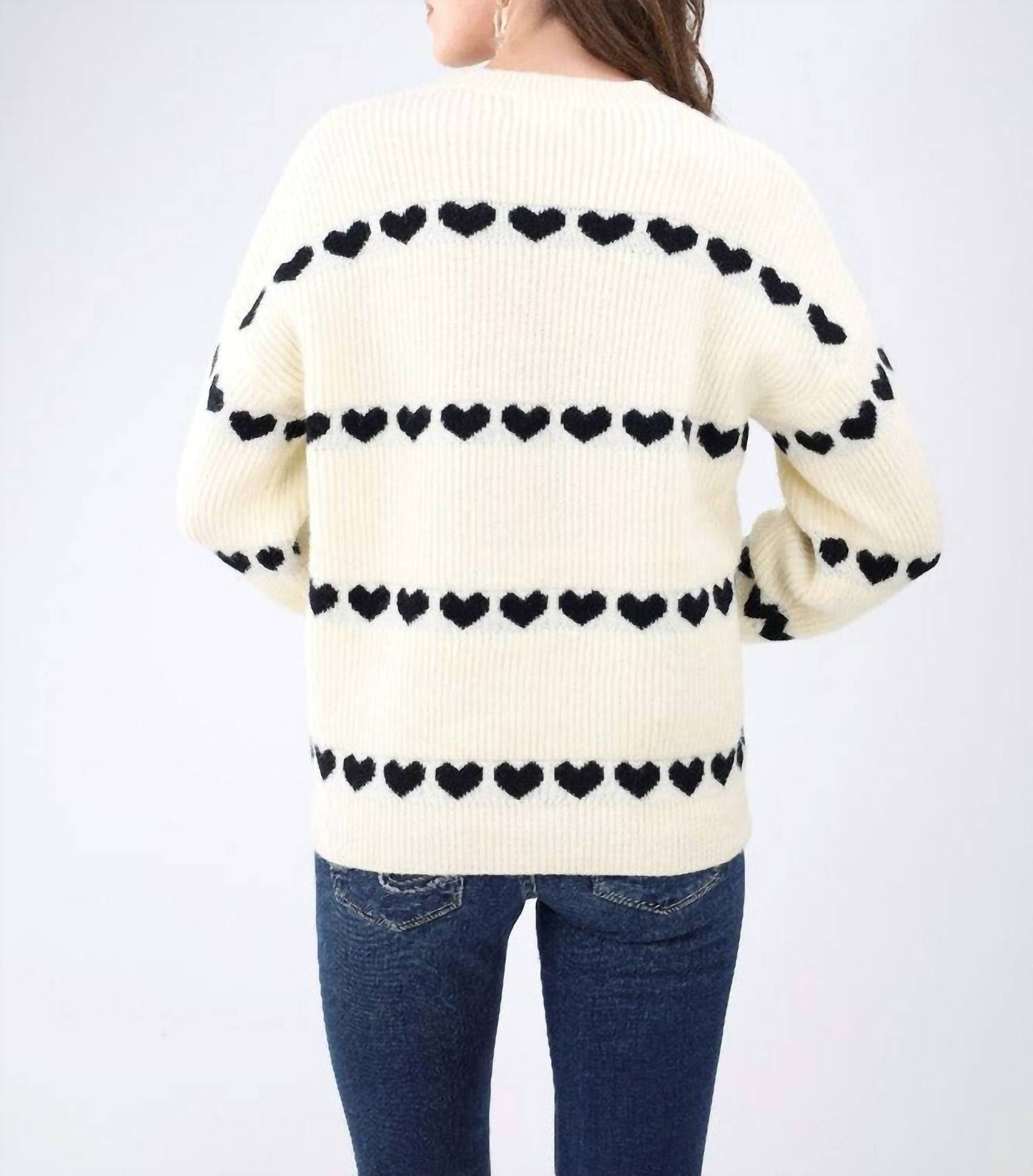&Merci - Heart Ribbed Sweater