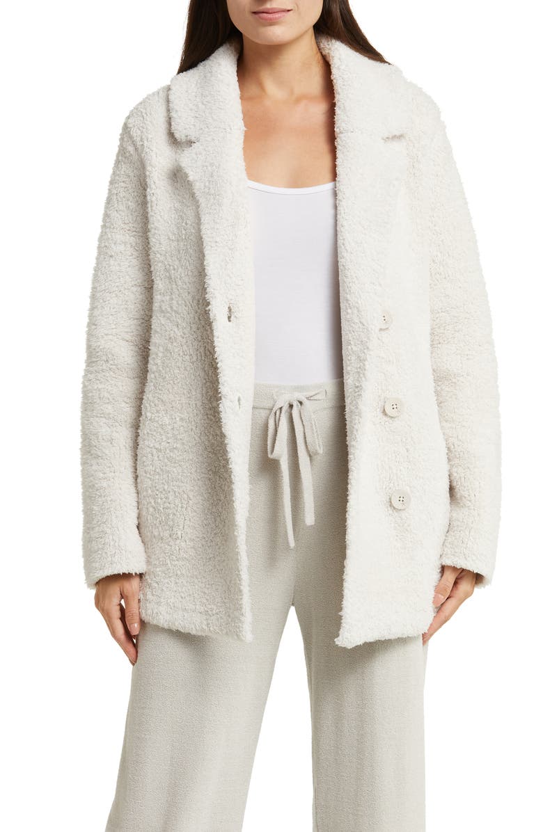 Casaco Barefoot Dreams Cozychic Double Knit, cor amêndoa, tamanho pequeno