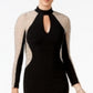 Vestido feminino XSCAPE com bainha e gargantilha com tachas e ilusão, preto, tamanho 8