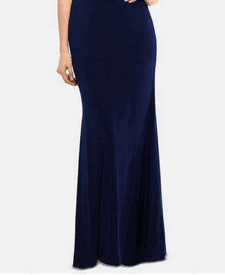 Vestido feminino XSCAPE com ombros descobertos, azul, tamanho 10