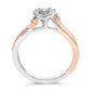 14K Rose Gold Plated Sterling Silver 1/10 Cttw Diamond Heart Motif Ring