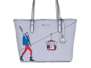 Michael Kors - Bolsa de Ombro Tote com Estampa Média Jet Set Girls Signature em PVC