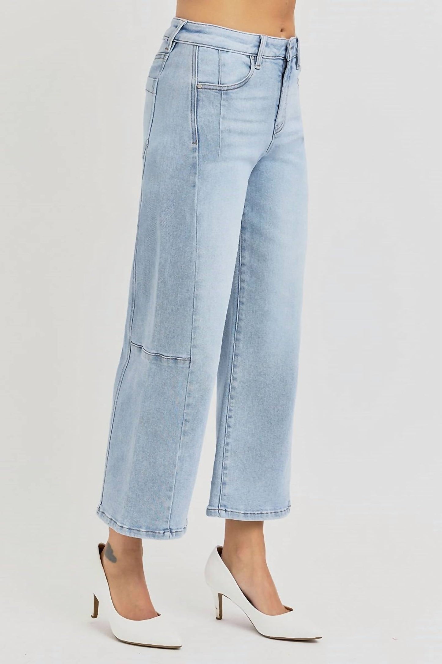 Risen - Brooklyn 57 High Rise Crop Wide Leg Seam Detail Jeans