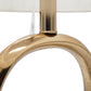 D14x28.5' Oval Shape Cut Out Metal Table Lamp with Cream Linen Shade