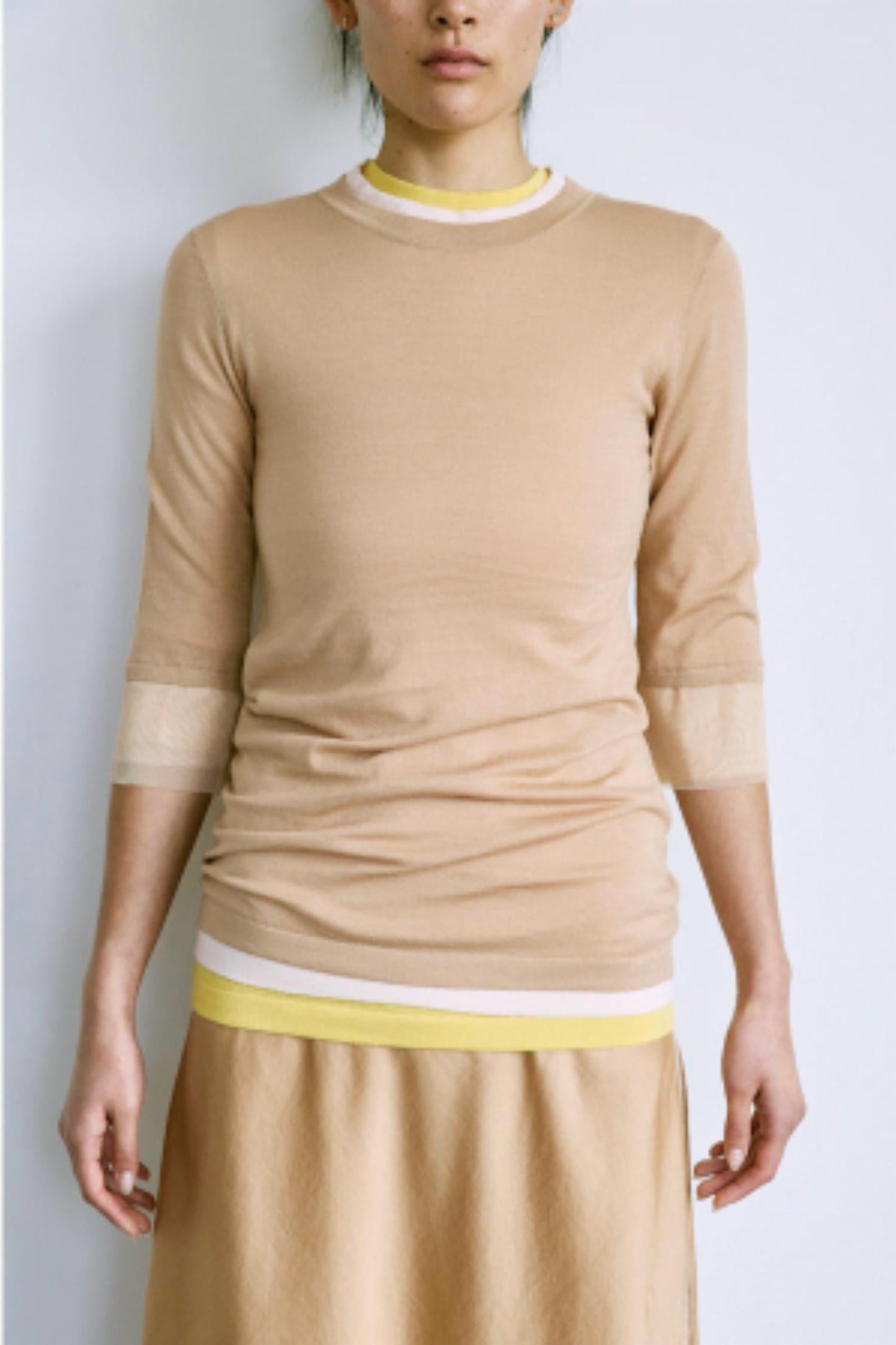 Brazeau Tricot - Pima Pullover Sweatshirt With Tulle Cuff