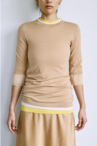 Brazeau Tricot - Pima Pullover Sweatshirt With Tulle Cuff