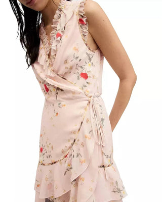 Allsaints - Vestido curto envelope com estampa floral e babados Ari Kora