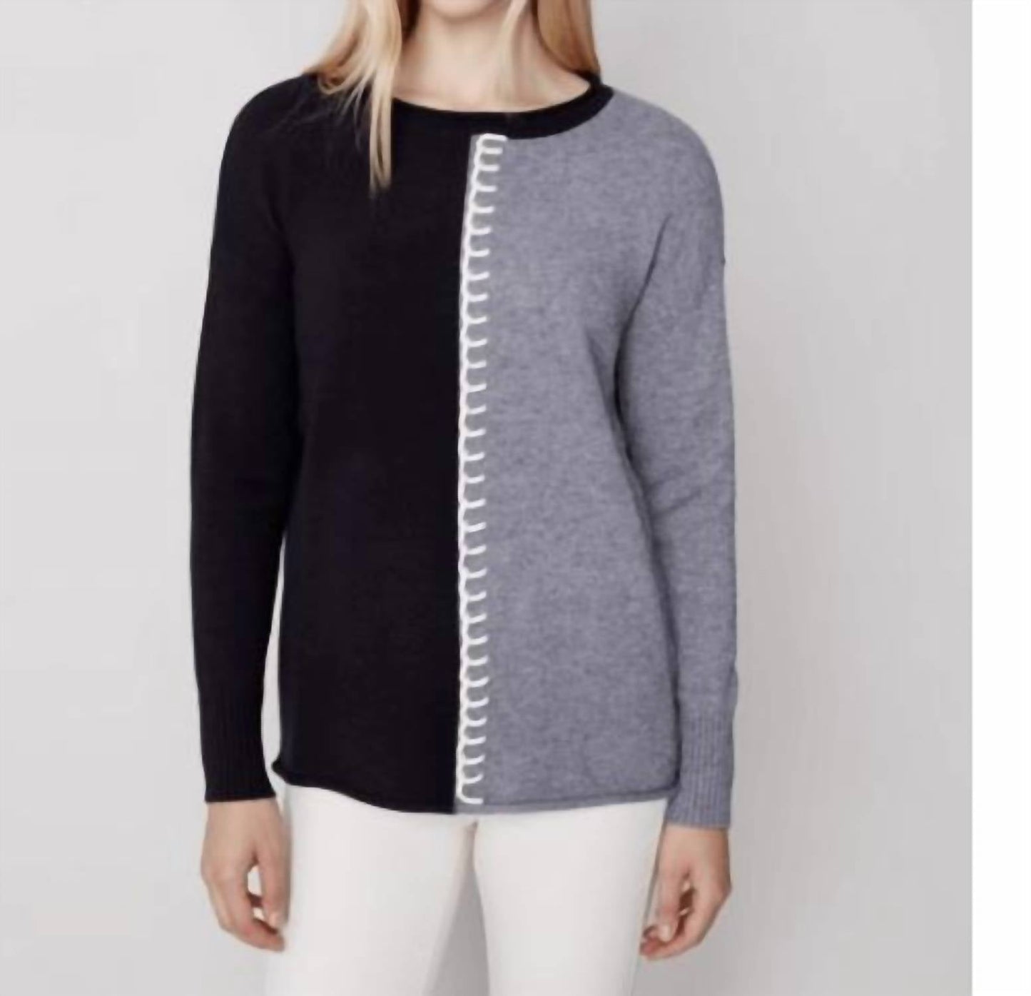 Charlie B - Color Block Sweater With Stitch Detail