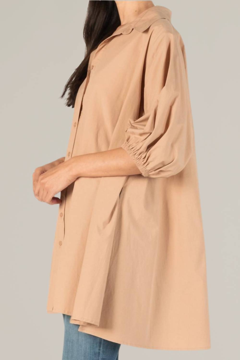 P.Cill - Poplin Puff Sleeve Button Down Tunic