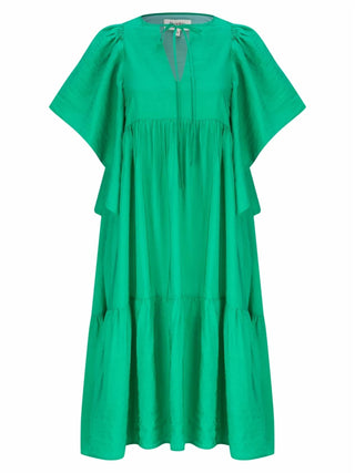 Psophia - Vestido midi drapeado com decote em V