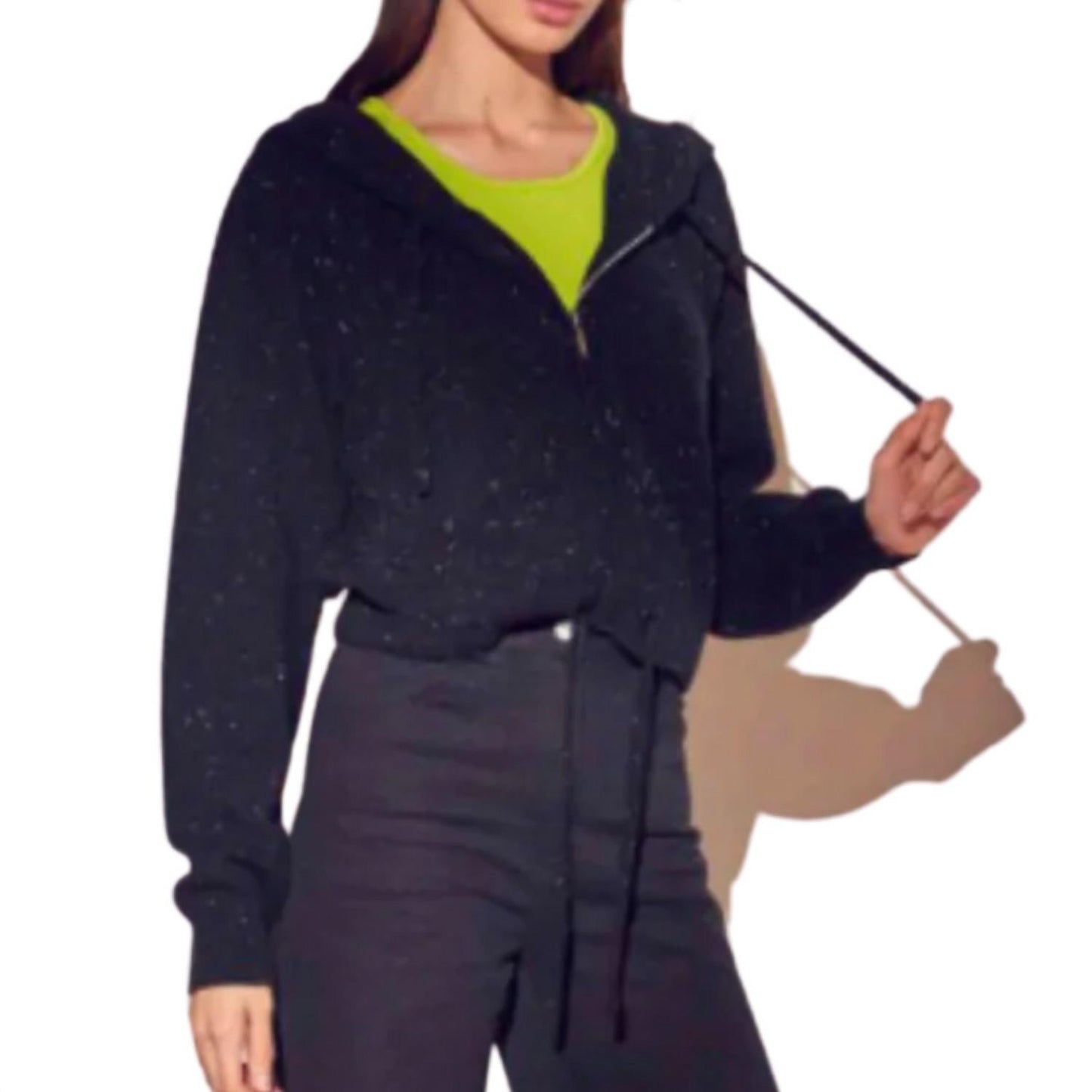 Brodie Cashmere - EASTON CROP ZIP HOODIE