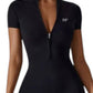 Rockstar Peach - Scuba Zip Short Sleeve Jumpsuit