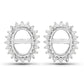 0.26 Carat Genuine White Diamond 14K White Gold Semi Mount Earrings - holds 8x6mm Oval Gemstones
