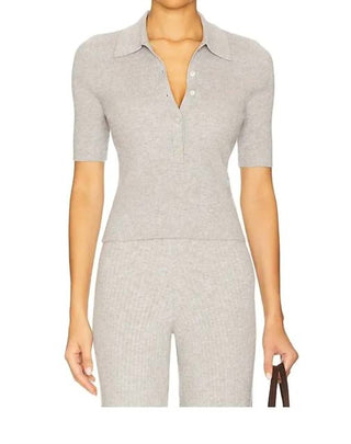 525 America - Ginny Short Sleeve Polo Knit Top