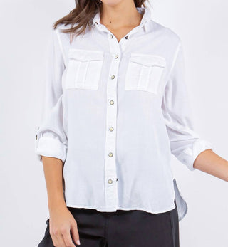 Paparazzi - Camisa de manga comprida com fecho frontal Tencel Slub Snap