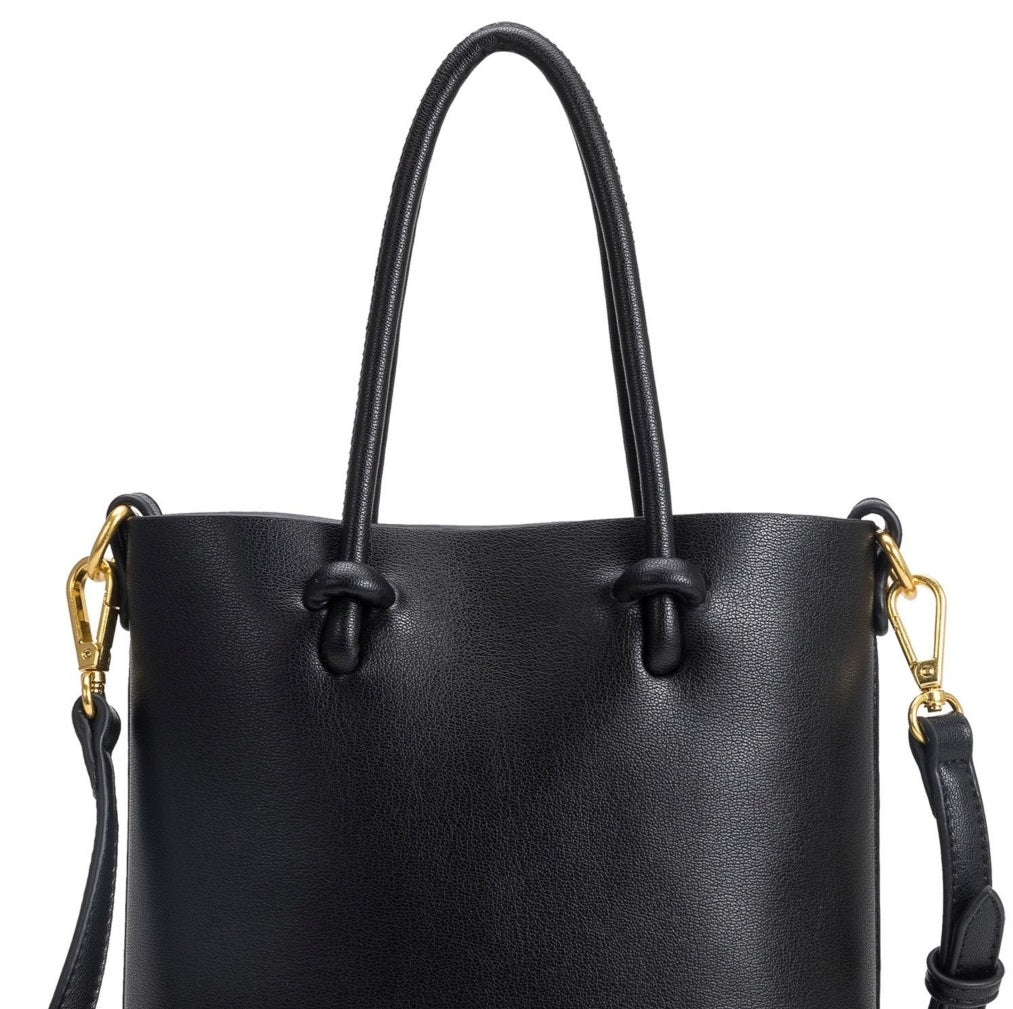 Bolsa tote vegana Bailey feminina Melie Bianco, preta, tamanho regular